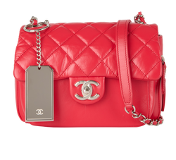 Quilted Zip Around Flap, Leather, Coral, DB, 3*